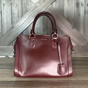 BLACK HAWK Italian Leather Doctor Bag Burgundy Oxblood Structured Satchel Purse